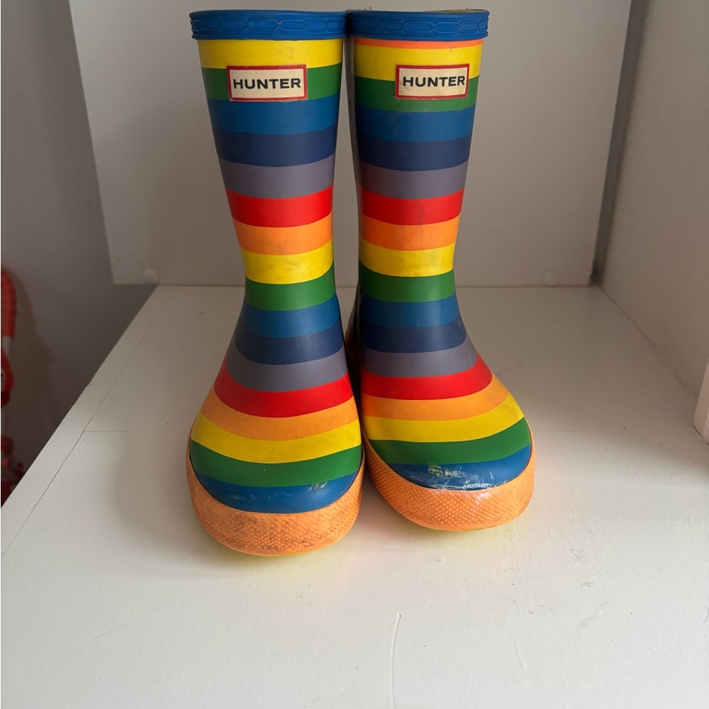 Hunter Kids' Rainbow Striped Rain Boots
